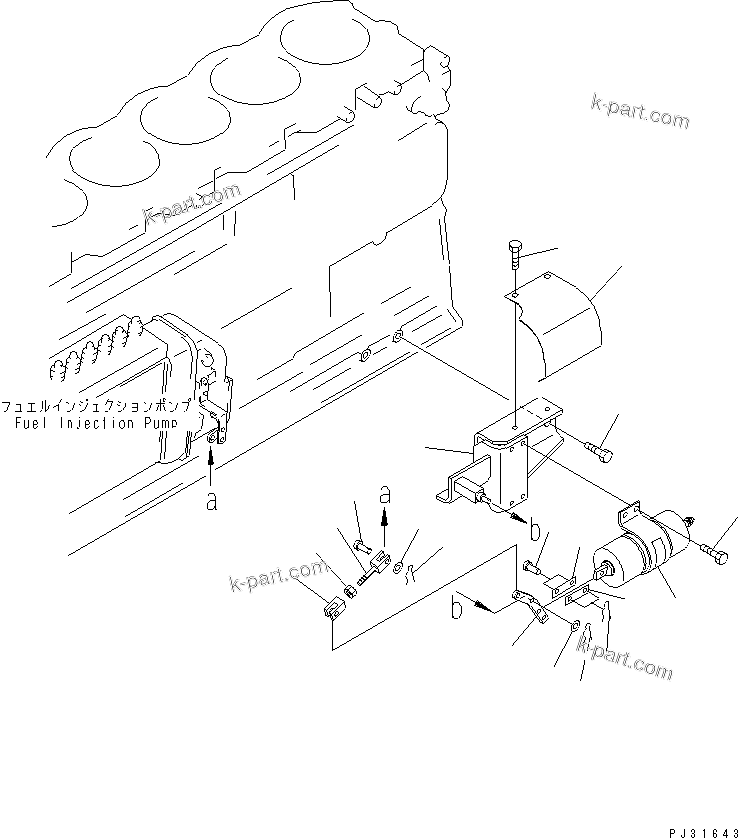 Komatsu parts book diagram for S6D125-1QQ-FA S/N 10001-UP: SOLENOID AND MOUNTING(#28434-)