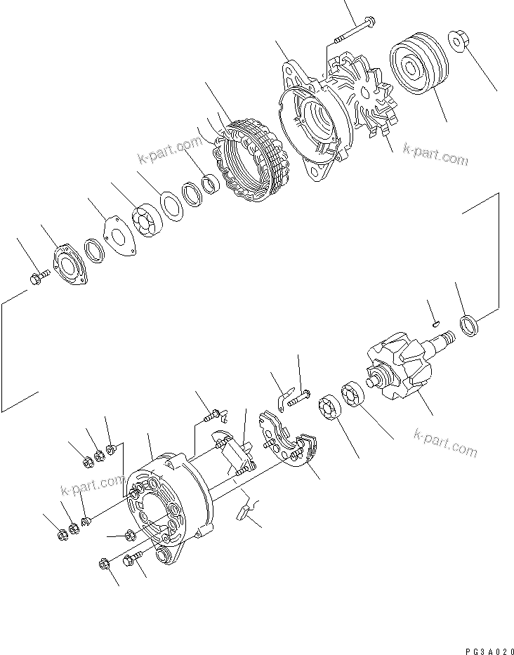 Komatsu parts book diagram for S6D125-1QQ-FA S/N 10001-UP: ALTERNATOR (25A) (INNER PARTS)(#19761-)