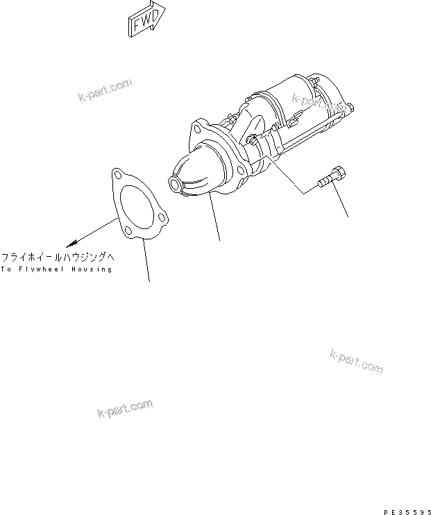 Komatsu parts book diagram for S6D125-1QQ-FA S/N 10001-UP: STARTING MOTOR MOUNTING(#28434-)