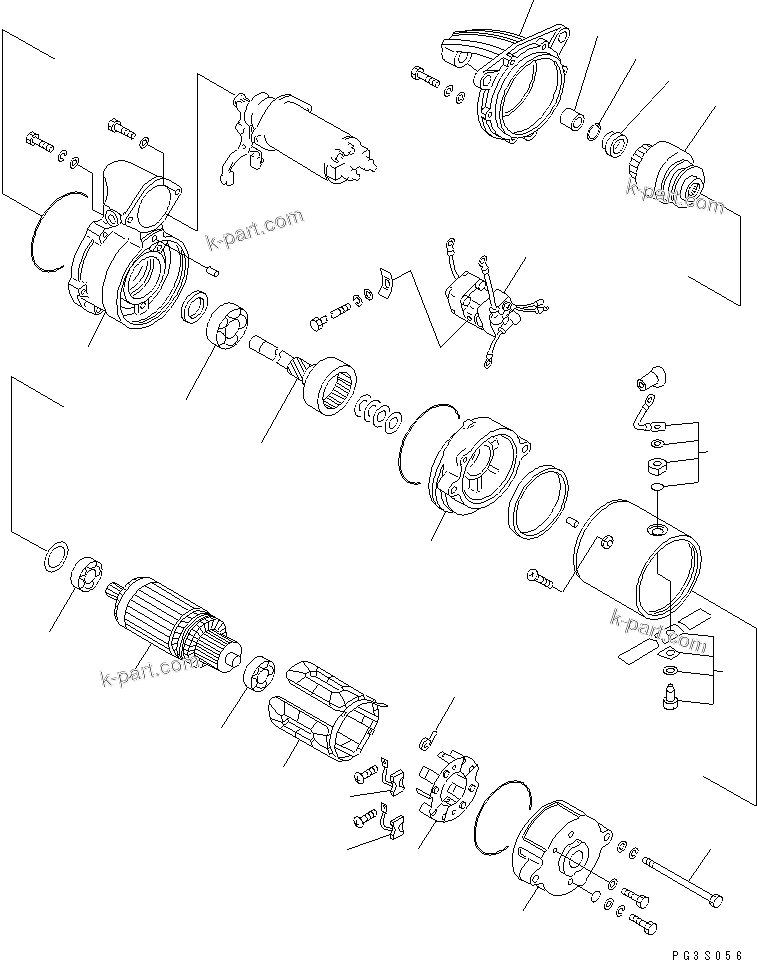 Komatsu parts book diagram for S6D125-1QQ-FA S/N 10001-UP: STARTING MOTOR (5.5KW) (1/2) (INNER PARTS)(#28434-)