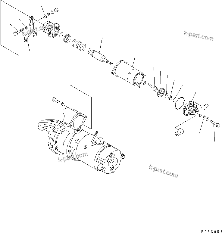 Komatsu parts book diagram for S6D125-1QQ-FA S/N 10001-UP: STARTING MOTOR (5.5KW) (2/2) (INNER PARTS)(#28434-)