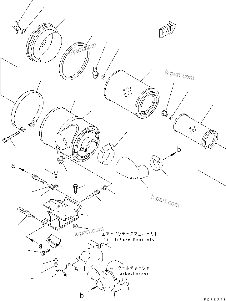 Komatsu parts book diagram for S6D125-1AJ-TN S/N 51975-UP: AIR CLEANER(#54547-)