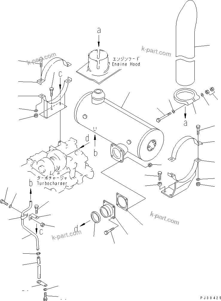 Komatsu parts book diagram for S6D125-1AJ-TN S/N 51975-UP: MUFFLER (CATALYZER TYPE)(#54547-82307)