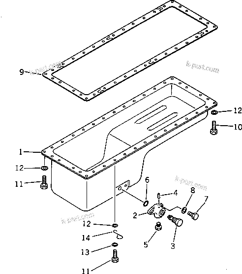 Komatsu parts book diagram for S6D125-1E S/N 10001-UP: OIL PAN