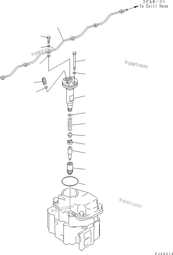 Komatsu parts book diagram for S6D125-1E S/N 10001-UP: FUEL NOZZLE AND SPILL PIPE(#23193-)