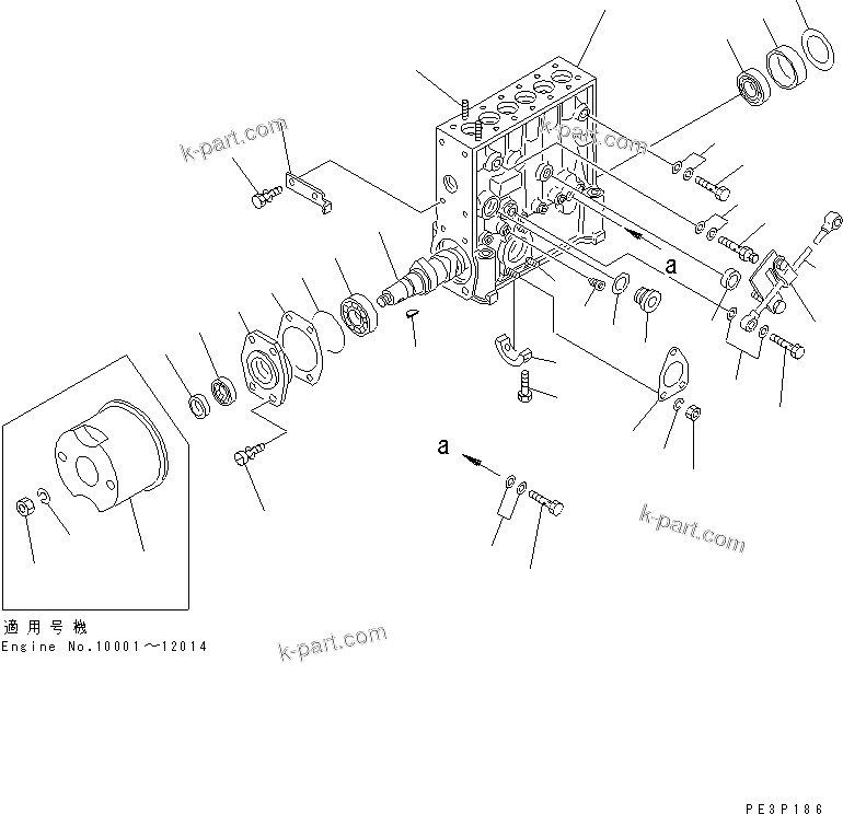 Komatsu parts book diagram for S6D125-1E S/N 10001-UP: FUEL INJECTION PUMP (PUMP) (1/2)(#10001-23192)