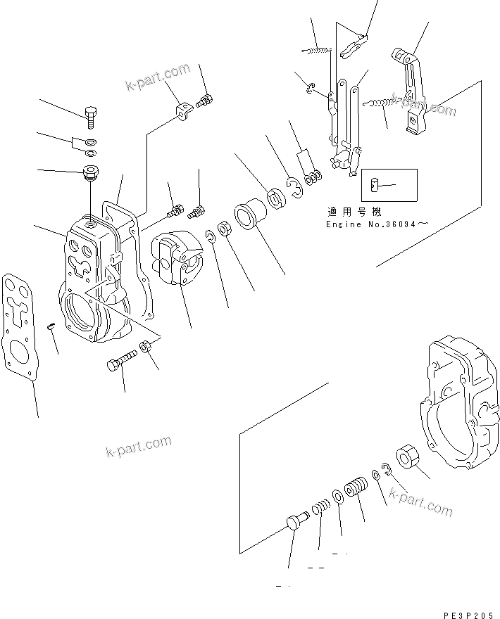 Komatsu parts book diagram for S6D125-1E S/N 10001-UP: FUEL INJECTION PUMP (GOVERNOR) (1/2)(#23193-)
