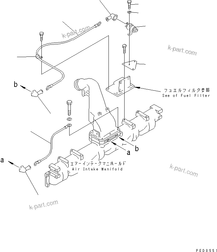 Komatsu parts book diagram for S6D125E-2L S/N 60863-UP: HEATER SWITCH(#65504-71353)