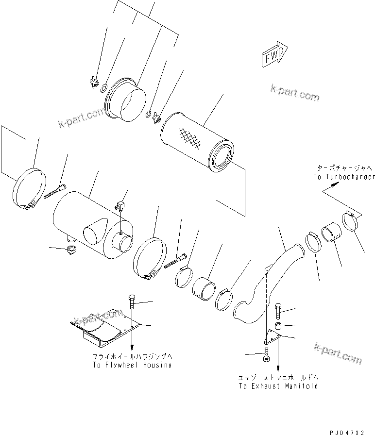 Komatsu parts book diagram for S6D125E-2L S/N 60863-UP: AIR CLEANER(#72115-)