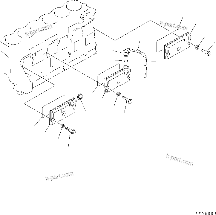 Komatsu parts book diagram for S6D125E-2L S/N 60863-UP: CAMFOLLOWER COVER(#65504-72114)