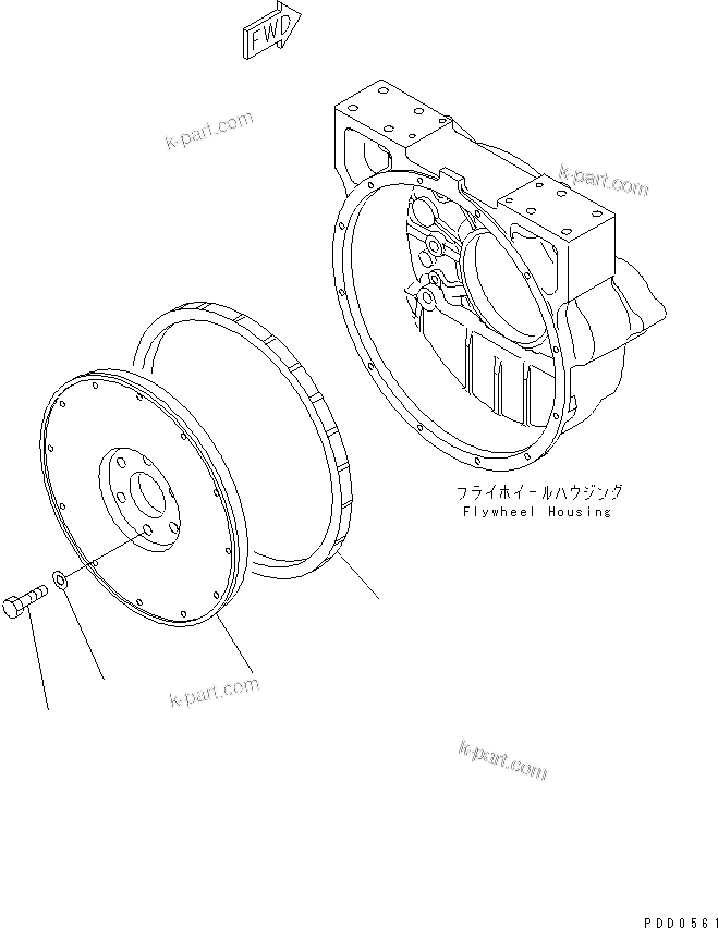 Komatsu parts book diagram for S6D125E-2L S/N 60863-UP: FLYWHEEL(#65504-)