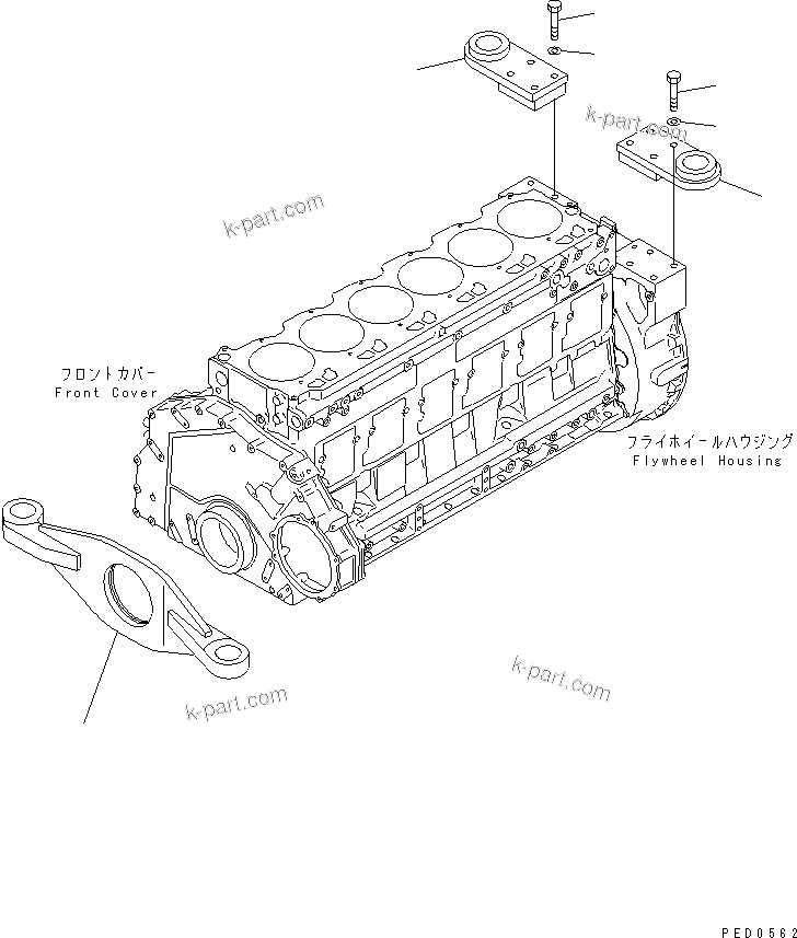 Komatsu parts book diagram for S6D125E-2L S/N 60863-UP: ENGINE MOUNTING(#65504-)