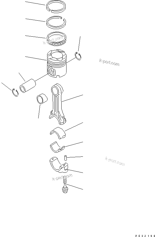 Komatsu parts book diagram for S6D125E-2L S/N 60863-UP: PISTON(#61582-)