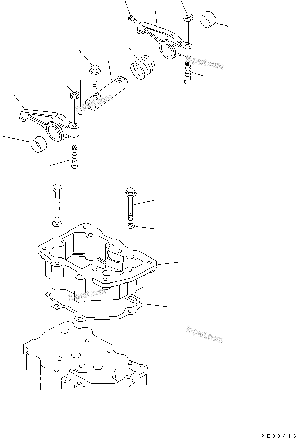 Komatsu parts book diagram for S6D125E-2L S/N 60863-UP: ROCKER ARM(#76476-)