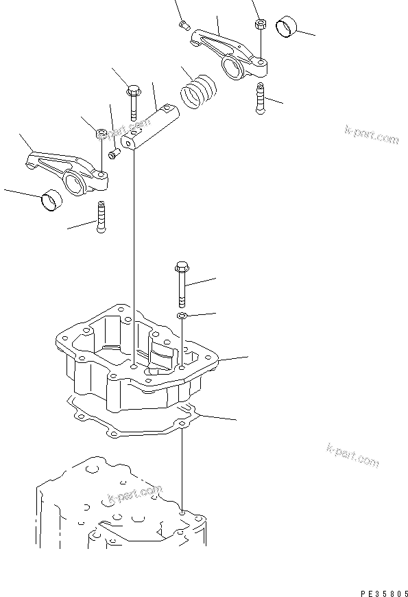Komatsu parts book diagram for S6D125E-2L S/N 60863-UP: ROCKER ARM(#60863-76475)