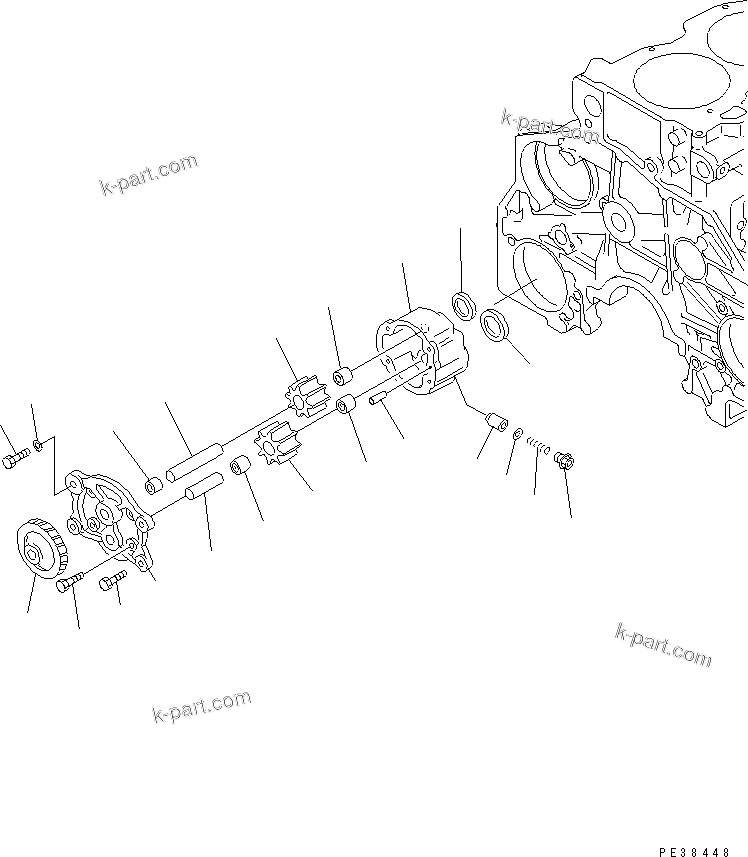 Komatsu parts book diagram for S6D125E-2L S/N 60863-UP: OIL PUMP