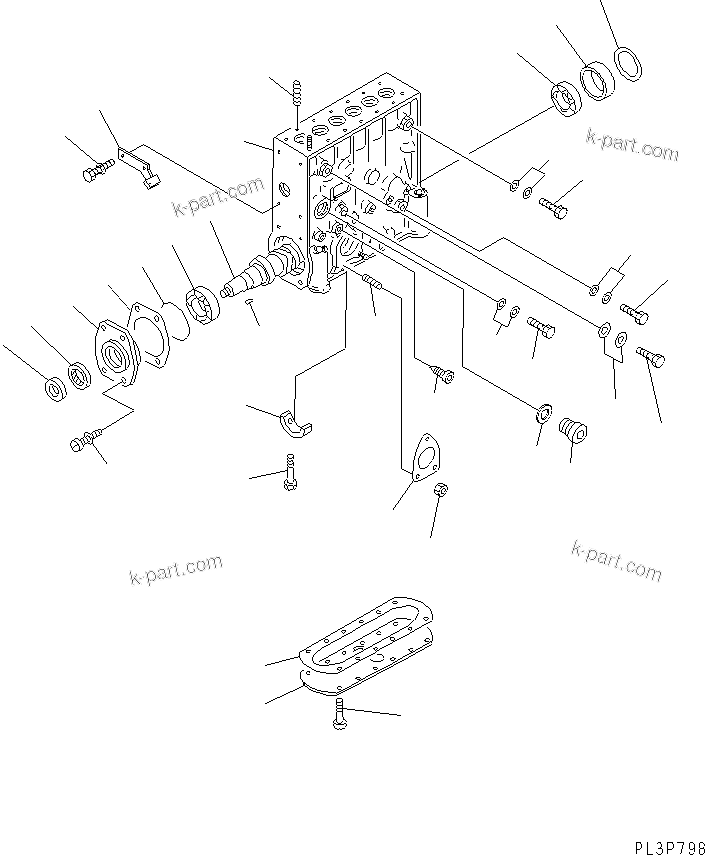 Komatsu parts book diagram for S6D125E-2L S/N 60863-UP: FUEL INJECTION PUMP (PUMP) (1/2) (INNER PARTS)(#65504-)