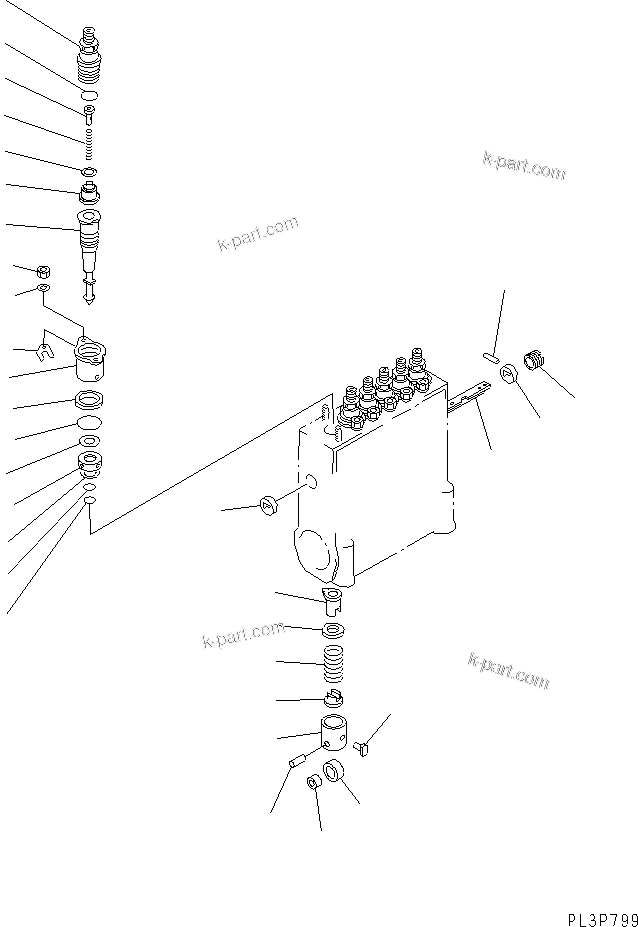 Komatsu parts book diagram for S6D125E-2L S/N 60863-UP: FUEL INJECTION PUMP (PUMP) (2/2) (INNER PARTS)(#65504-)