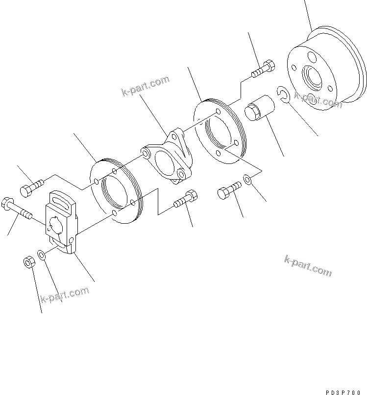 Komatsu parts book diagram for S6D125E-2L S/N 60863-UP: FUEL INJECTION PUMP (COUPLING) (INNER PARTS)(#65504-)