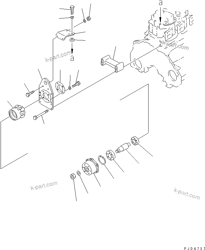 Komatsu parts book diagram for S6D125E-2L S/N 60863-UP: FAN DRIVE(#65504-)