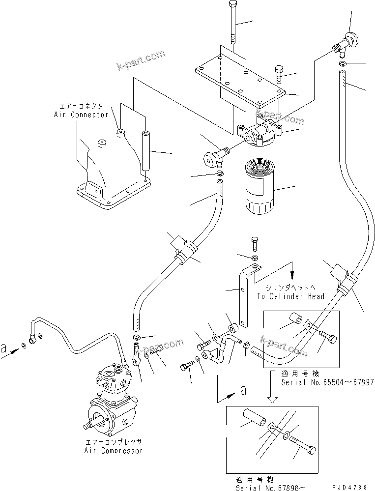 Komatsu parts book diagram for S6D125E-2L S/N 60863-UP: CORROSION RESISTER(#65504-)