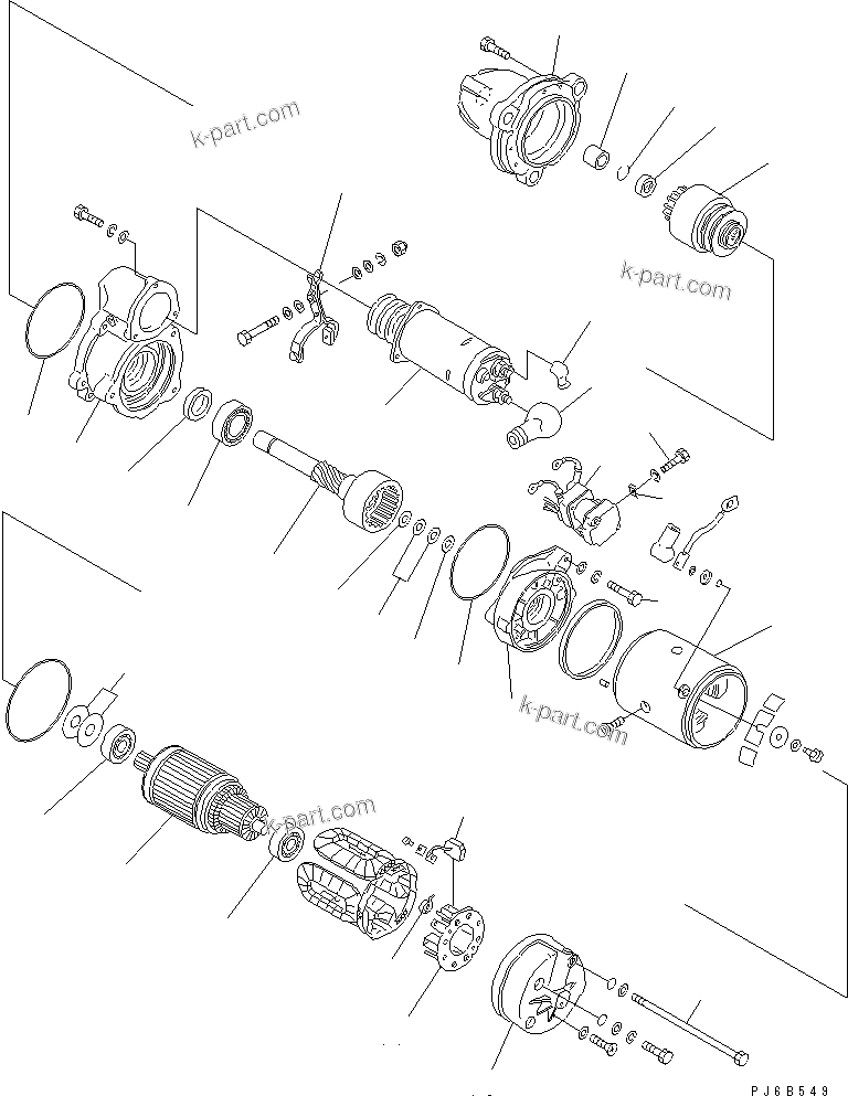 Komatsu parts book diagram for S6D125E-2L S/N 60863-UP: STARTING MOTOR (7.5KW) (INNER PARTS)(#71662-)