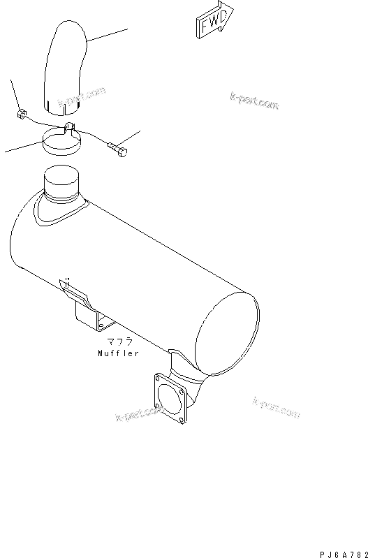 Komatsu parts book diagram for S6D125E-2L S/N 60863-UP: EXHAUST PIPE(#81529-)
