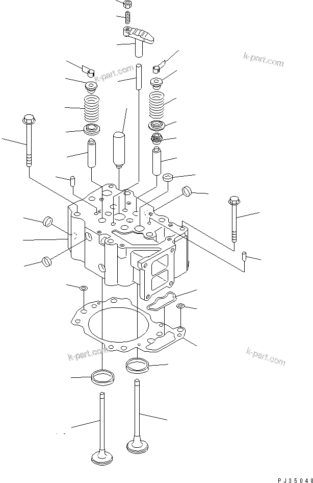 Komatsu parts book diagram for S6D125-1KK S/N 26750-UP: CYLINDER HEAD
