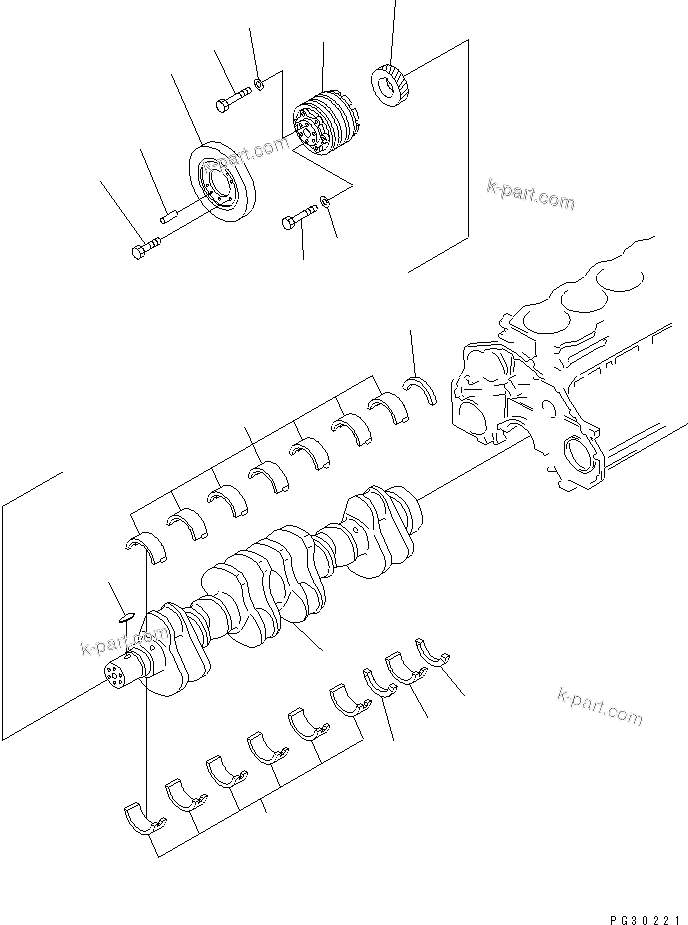Komatsu parts book diagram for S6D125-1KK S/N 26750-UP: CRANKSHAFT