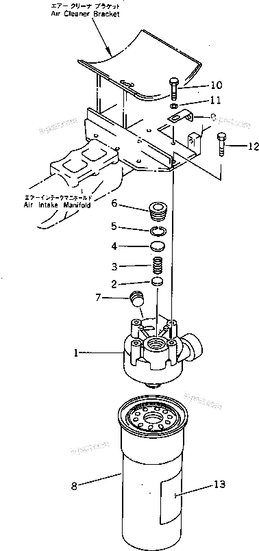 Komatsu parts book diagram for S6D125-1KK S/N 26750-UP: LUBRICATING OIL FILTER AND MOUNTING