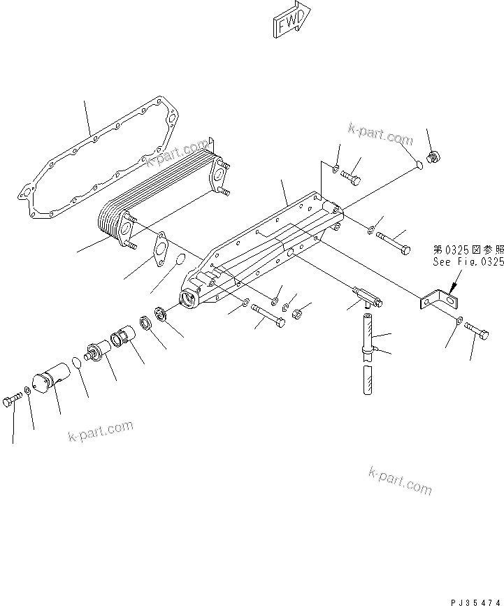 Komatsu parts book diagram for S6D125-1KK S/N 26750-UP: LUBRICATING OIL COOLER