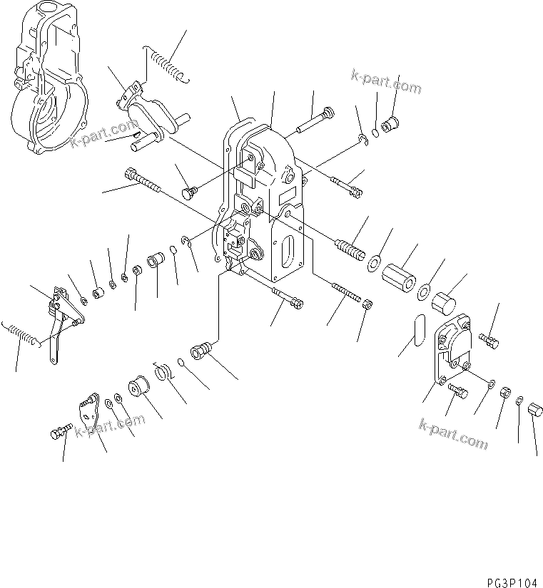 Komatsu parts book diagram for S6D125-1KK S/N 26750-UP: FUEL INJECTION PUMP (GOVERNOR 2/2) (INNER PARTS)