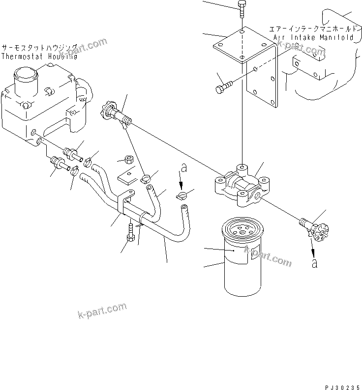 Komatsu parts book diagram for S6D125-1KK S/N 26750-UP: CORROSION RESISTOR AND PIPING
