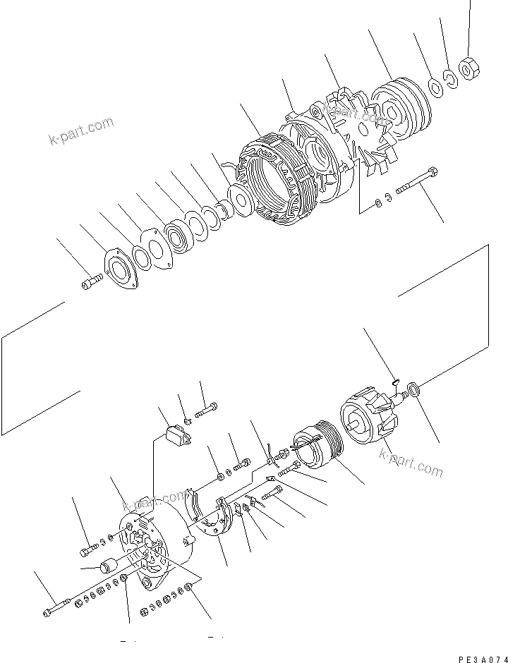 Komatsu parts book diagram for S6D125-1KK S/N 26750-UP: ALTERNATOR (35A) (WITH NON HARDENING PULLEY) (INNER PARTS)