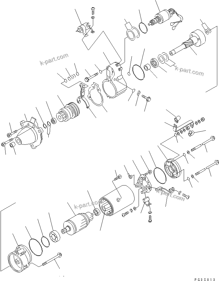 Komatsu parts book diagram for S6D125-1KK S/N 26750-UP: STARTING MOTOR (11KW) (INNER PARTS)(#26750-34667)