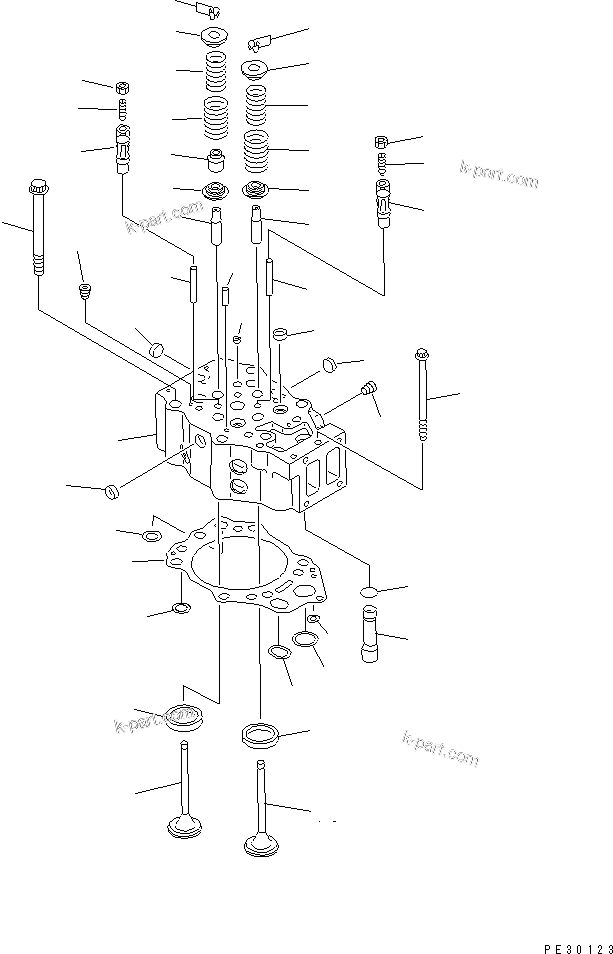 Komatsu parts book diagram for S6D140-1Z S/N 17626-UP: CYLINDER HEAD(#19972-)