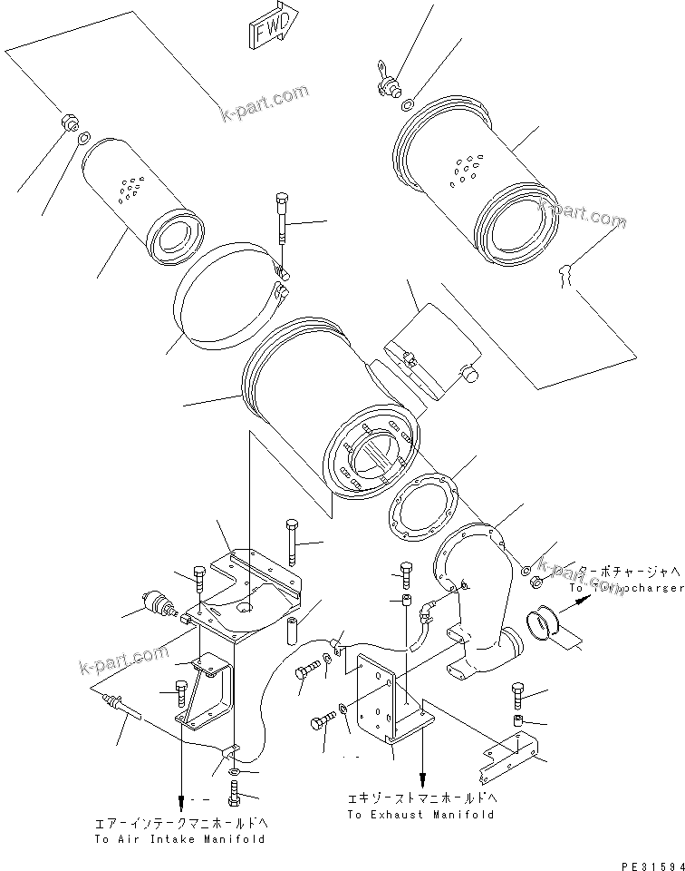 Komatsu parts book diagram for S6D140-1Z S/N 17626-UP: AIR CLEANER