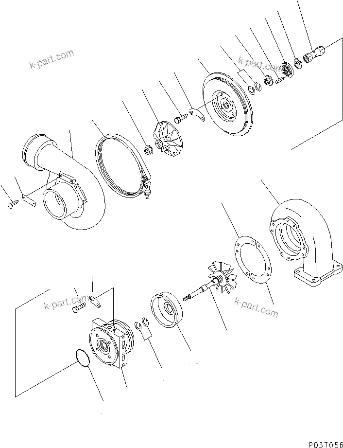 Komatsu parts book diagram for S6D140-1Z S/N 17626-UP: TURBOCHARGER (INNER PARTS)(#20754-)