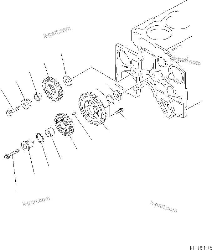 Komatsu parts book diagram for S6D140-1Z S/N 17626-UP: IDLER GEAR(#21391-)