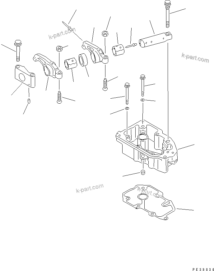 Komatsu parts book diagram for S6D140-1Z S/N 17626-UP: ROCKER ARM AND HOUSING(#19972-)