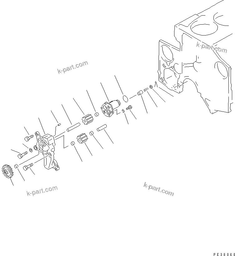 Komatsu parts book diagram for S6D140-1Z S/N 17626-UP: OIL PUMP