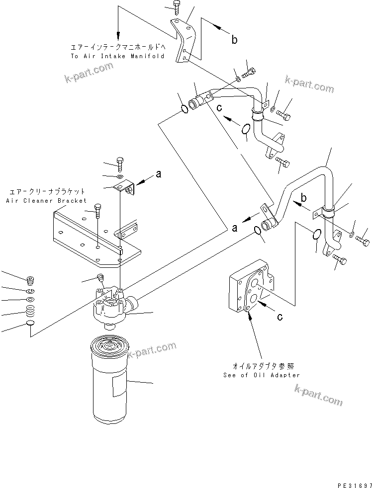 Komatsu parts book diagram for S6D140-1Z S/N 17626-UP: OIL FILTER