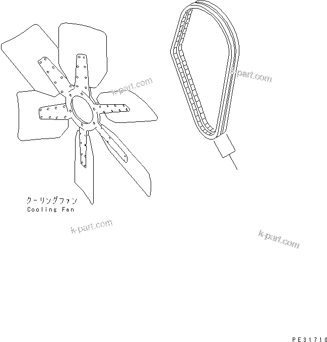 Komatsu parts book diagram for S6D140-1Z S/N 17626-UP: FAN BELT