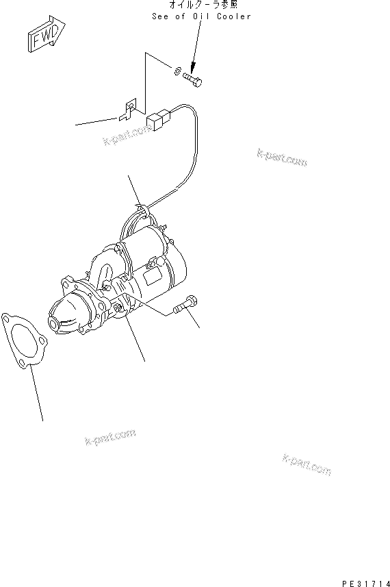 Komatsu parts book diagram for S6D140-1Z S/N 17626-UP: STARTING MOTOR MOUNTING (11KW)
