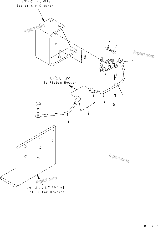 Komatsu parts book diagram for S6D140-1Z S/N 17626-UP: HEATER SWITCH WIRING