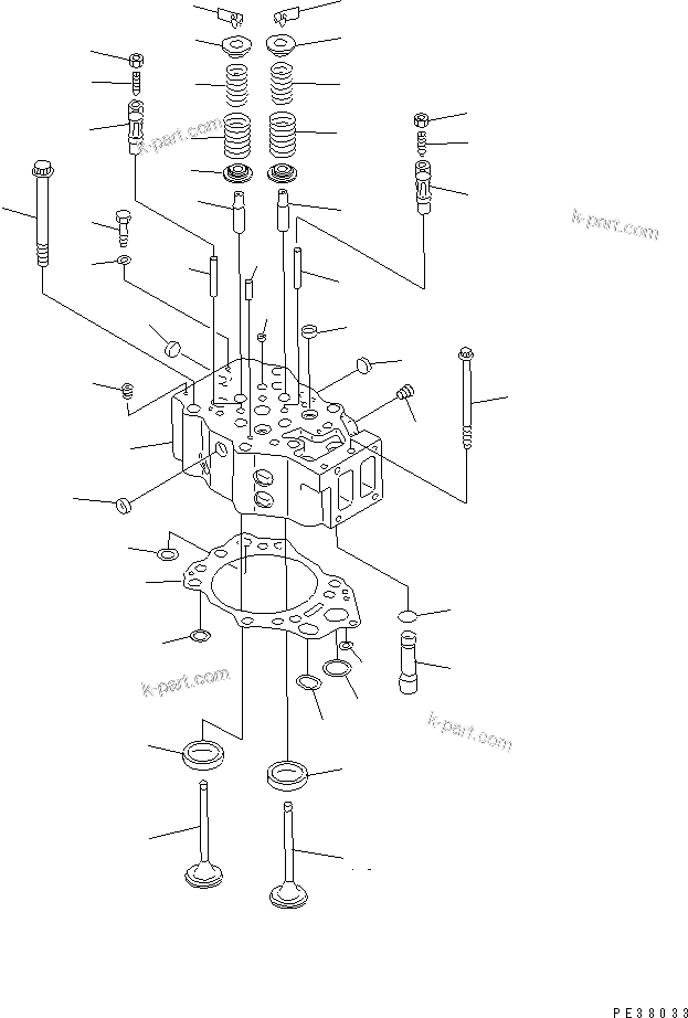 Komatsu parts book diagram for S6D140-1W S/N 17626-UP: CYLINDER HEAD(#17626-19971)