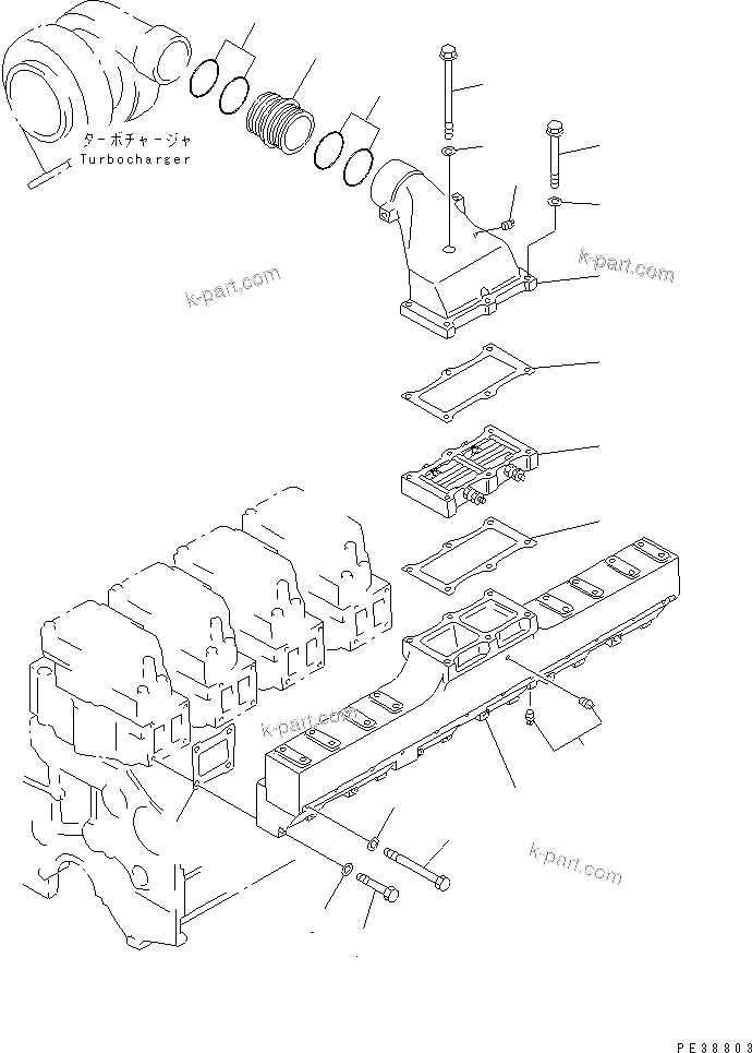 Komatsu parts book diagram for S6D140-1W S/N 17626-UP: AIR INTAKE MANIFOLD