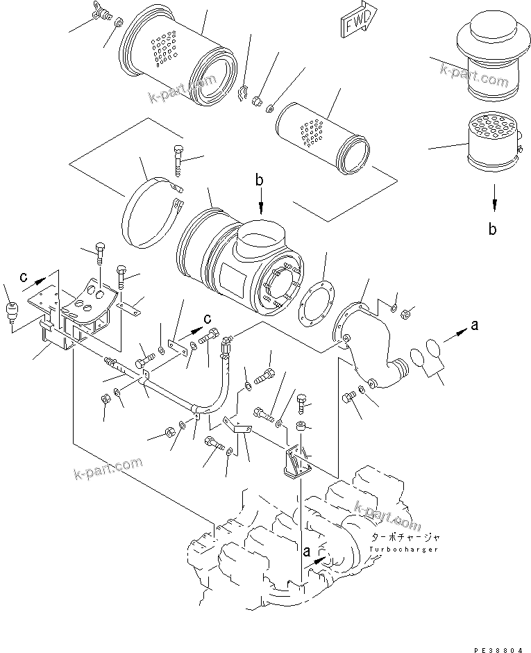 Komatsu parts book diagram for S6D140-1W S/N 17626-UP: AIR CLEANER