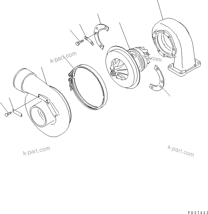 Komatsu parts book diagram for S6D140-1W S/N 17626-UP: TURBOCHARGER (INNER PARTS)(#19683-)