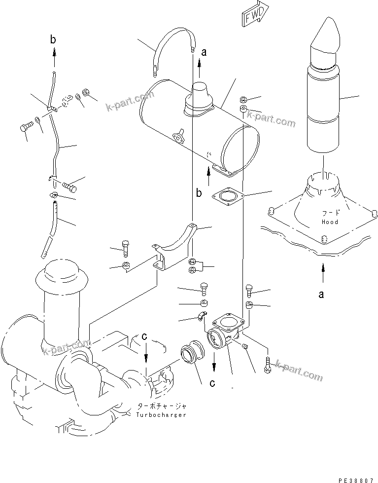 Komatsu parts book diagram for S6D140-1W S/N 17626-UP: MUFFLER